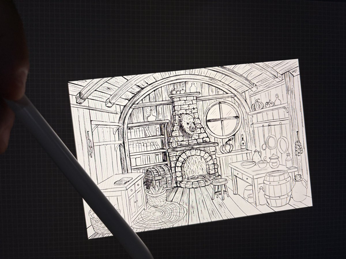 alperozdilart's tweet image. late night drawing