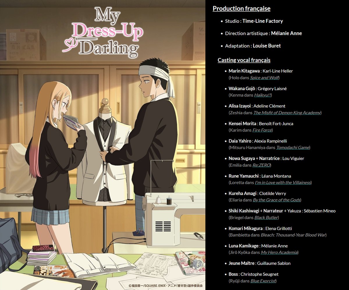 BastienDruker's tweet image. Carton de doublage de la Saison 2 de "My Dress-Up Darling" dirigée par @MelanP
Avec @GregLaisne @Benoit_Fort @ichbinLoudwig @leanapiamon @Clotildeverry et @Sebastien_Mineo