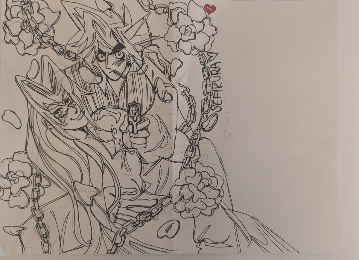 shlurmpp's tweet image. a sefikura art I made for närcon otp drawing competition..... >_< :3