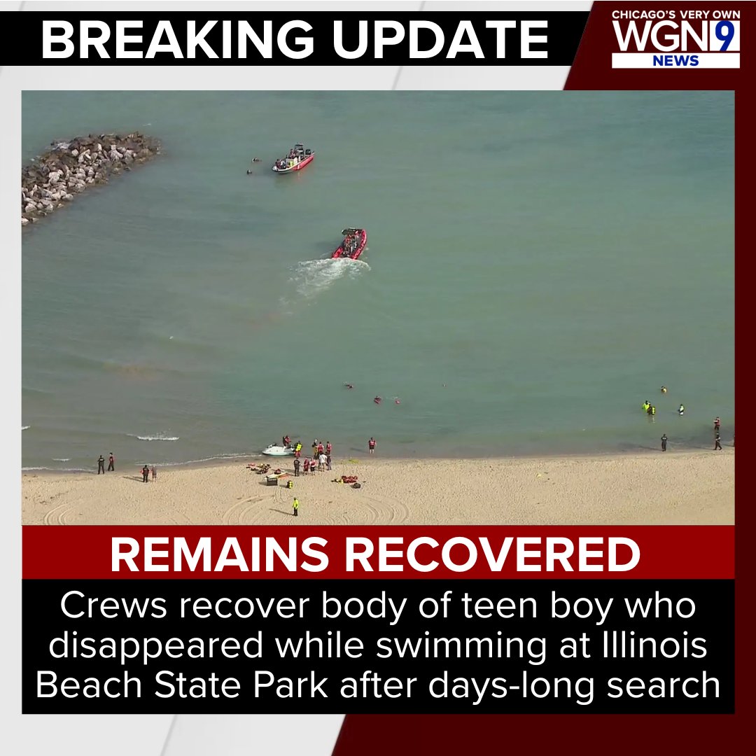 WGNNews's tweet image. Authorities have recovered the remains of a teen boy who disappeared while swimming in Lake Michigan at Illinois Beach State Park on Tuesday afternoon.
Read the full story: tinyurl.com/2x3u49t6
