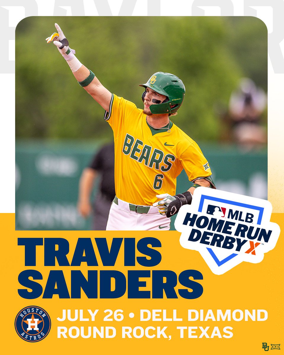 Derby Day 💥

⏰ 7:00 p.m. CT
📍 Round Rock, Texas
🏟️ Dell Diamond
➡️ <a href="/homerunderbyx/">MLB’s Home Run Derby X</a> 

#SicEm 🐻⚾️ | #Together