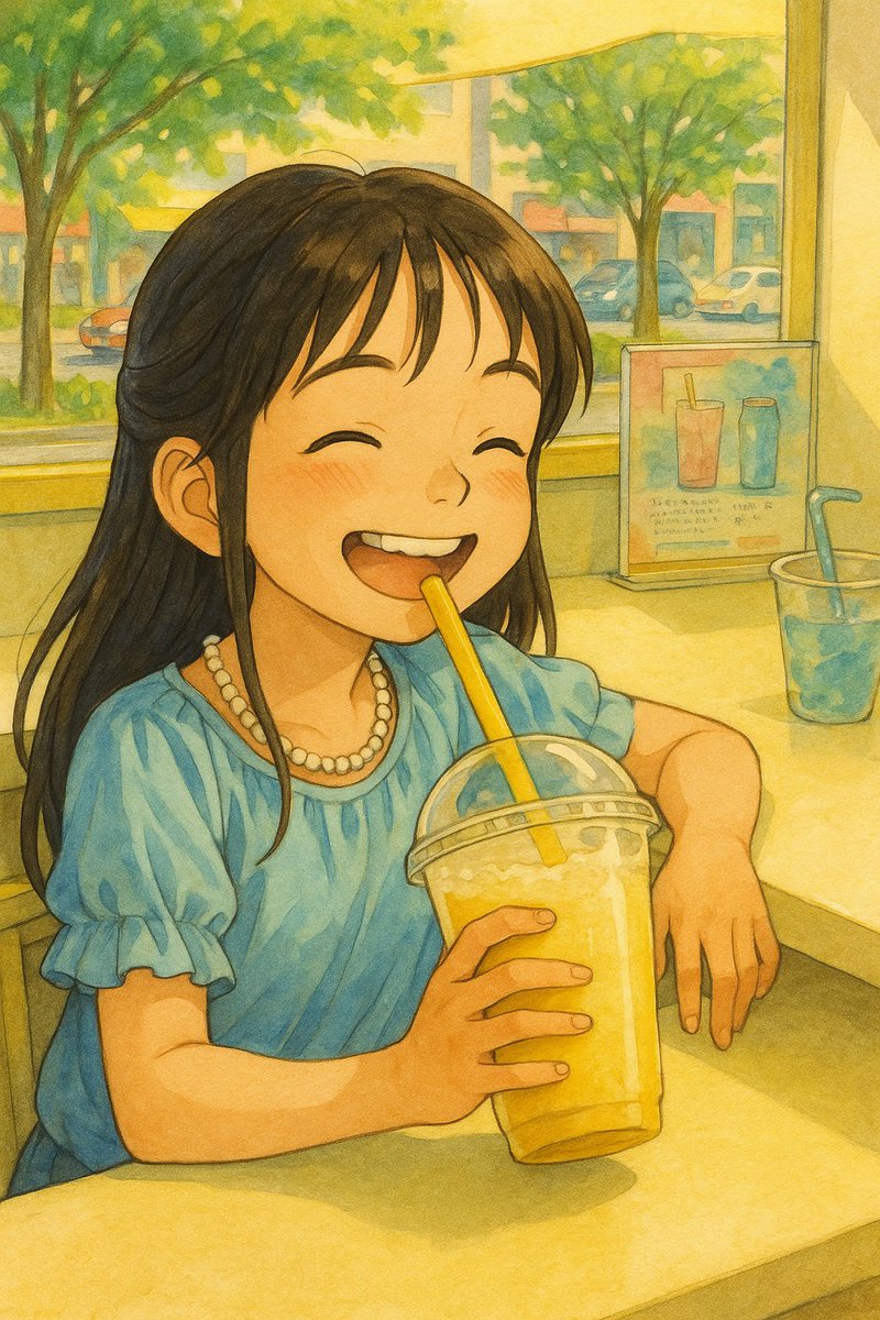 summer_tree777's tweet image. 娘とカフェに。
思ったり量が多かったみたいだけど、頑張って飲んでいた。