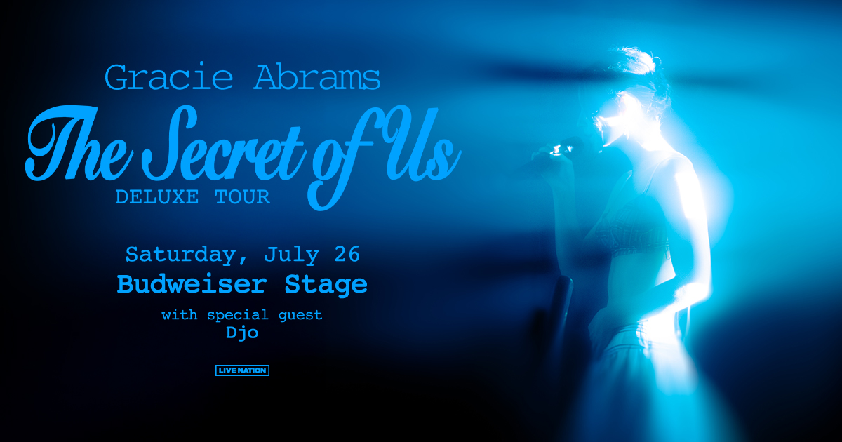 budweiserstage's tweet image. It’s finally here! 🫶 @gracieabrams brings her beautiful heart-wrenching lyrics and soft pop magic to our stage. Tonight is for all the feels! 💫
Doors - 6:30 PM
Djo - 7:40 PM
Gracie Abrams - 8:45 PM
*All times are subject to change
Enjoy The Secret Of Us Deluxe Tour!