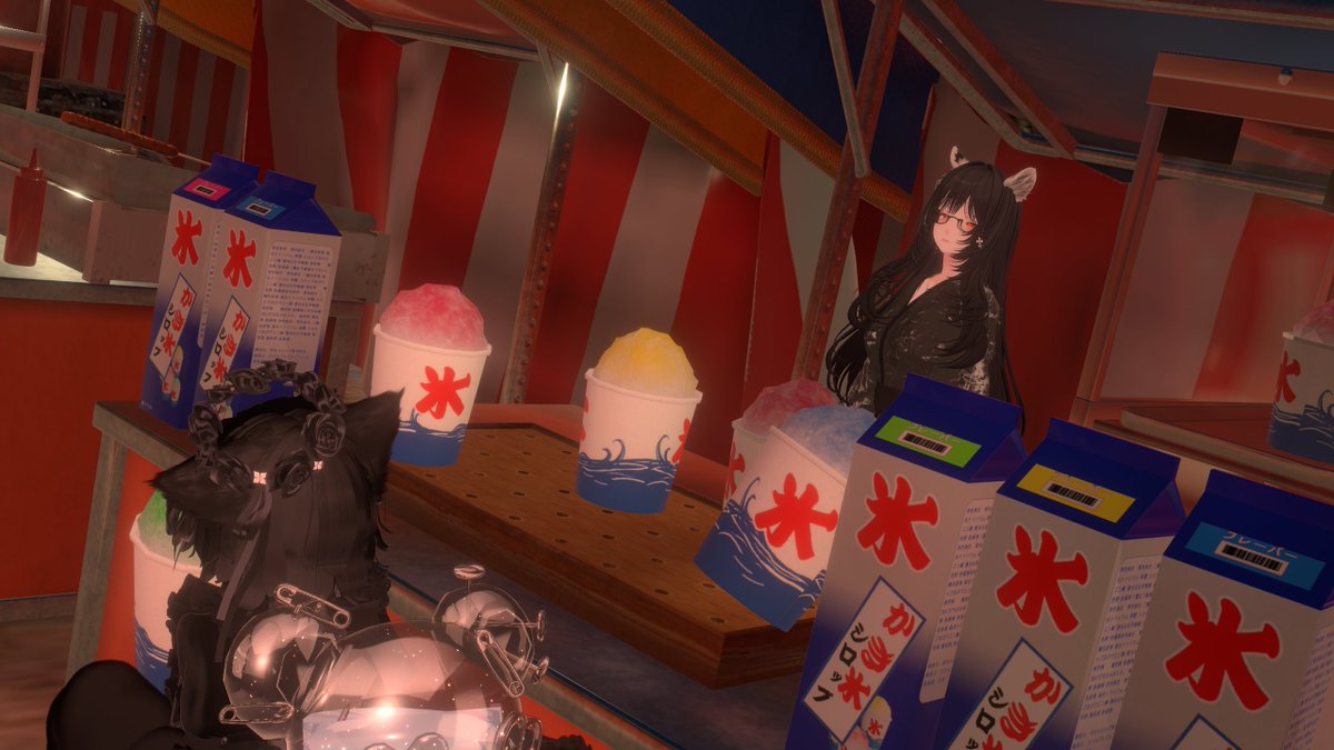 CONNECT_1112's tweet image. #VRC_CONNECT
①どのかき氷食べますか🍧
②選ばれたメロン
③上ってる！？！？
④可愛いおきつねさん