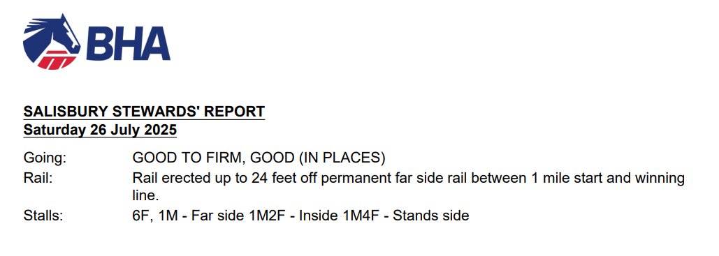 BHAStewards's tweet image. Information for racing this evening @salisburyraces. For further details throughout the meeting, use the following link ➡️crate.horseracing.software/media/pdf/stew…