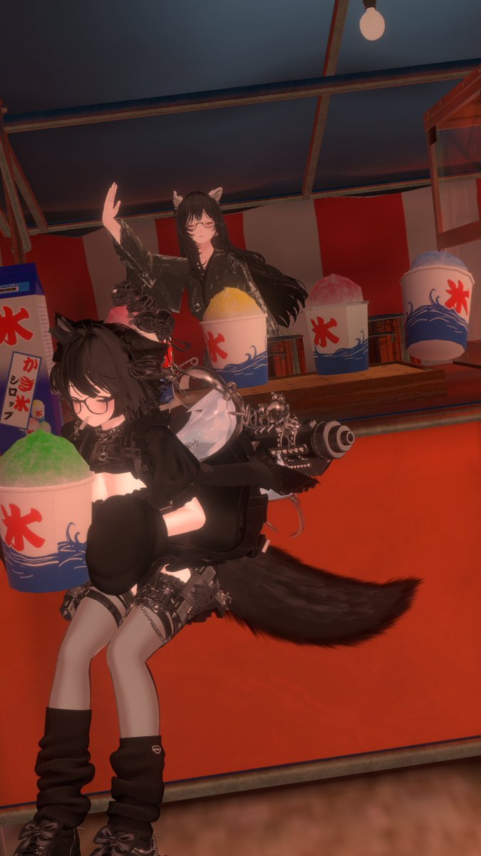 CONNECT_1112's tweet image. #VRC_CONNECT
①どのかき氷食べますか🍧
②選ばれたメロン
③上ってる！？！？
④可愛いおきつねさん
