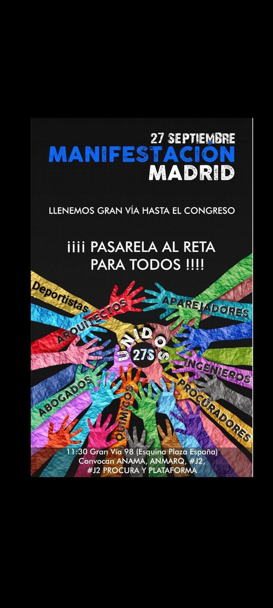 MutualistaXObligación (@abogados_carmen) on Twitter photo #JubilacionJusta
#YoVoyMadrid27S
#LosMayoresPrimero
#LosDerechosNoSeCompran
#Pasarela1x1AlRetaParaTodos #AlRetaVamostodos
<a href="/plataformareta/">plataformapasarelaalreta</a>
<a href="/SindicatoAboga2/">Sindicato De Abogados Venia</a>
<a href="/almudenacid/">𝐀𝐥𝐦𝐮𝐝𝐞𝐧𝐚 𝐂𝐢𝐝</a>
<a href="/CORALBISTUER/">Coral Bistuer</a>
<a href="/fernandoromay1/">fernandoromay</a>
<a href="/ANMARQ_HNA/">ANMARQ</a>
<a href="/JaviClemente_/">Javier Clemente</a>
<a href="/PReina25/">Pepe Reina</a>
<a href="/anarosaq/">Ana Rosa Quintana</a>
<a href="/todoesmentiratv/">Todo Es Mentira</a> #JubilacionJusta
#YoVoyMadrid27S
#LosMayoresPrimero
#LosDerechosNoSeCompran
#Pasarela1x1AlRetaParaTodos #AlRetaVamostodos
<a href="/plataformareta/">plataformapasarelaalreta</a>
<a href="/SindicatoAboga2/">Sindicato De Abogados Venia</a>
<a href="/almudenacid/">𝐀𝐥𝐦𝐮𝐝𝐞𝐧𝐚 𝐂𝐢𝐝</a>
<a href="/CORALBISTUER/">Coral Bistuer</a>
<a href="/fernandoromay1/">fernandoromay</a>
<a href="/ANMARQ_HNA/">ANMARQ</a>
<a href="/JaviClemente_/">Javier Clemente</a>
<a href="/PReina25/">Pepe Reina</a>
<a href="/anarosaq/">Ana Rosa Quintana</a>
<a href="/todoesmentiratv/">Todo Es Mentira</a>
