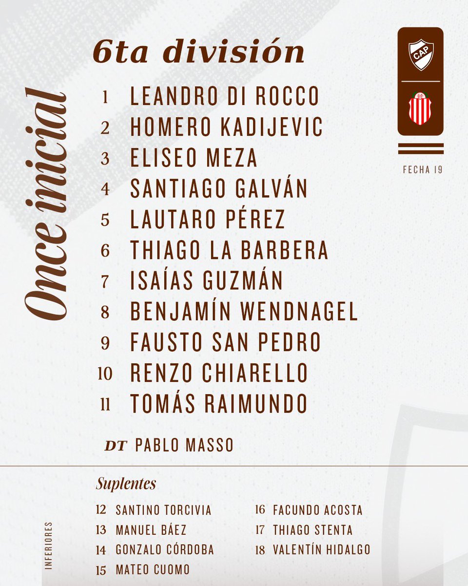 inferiorescap's tweet image. #JuvenilesLPF 🔚 Se cierra la 19ª fecha del campeonato.
📋 Formaciones del Calamar🦑 en #Sexta y #Novena
📲 Seguí la transmisión en vivo de la 9ª como local: youtube.com/live/tT8MAIuWw…
#SiemprePlatense🤎