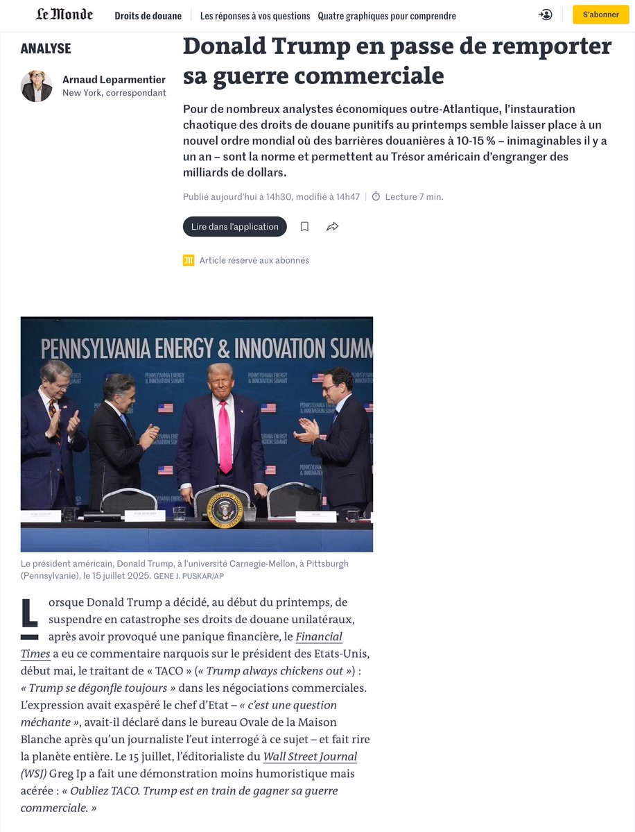 Encore une fois les progressistes donneurs de leçons se sont trompés et vont tous signer des accords en faveur de Trump !