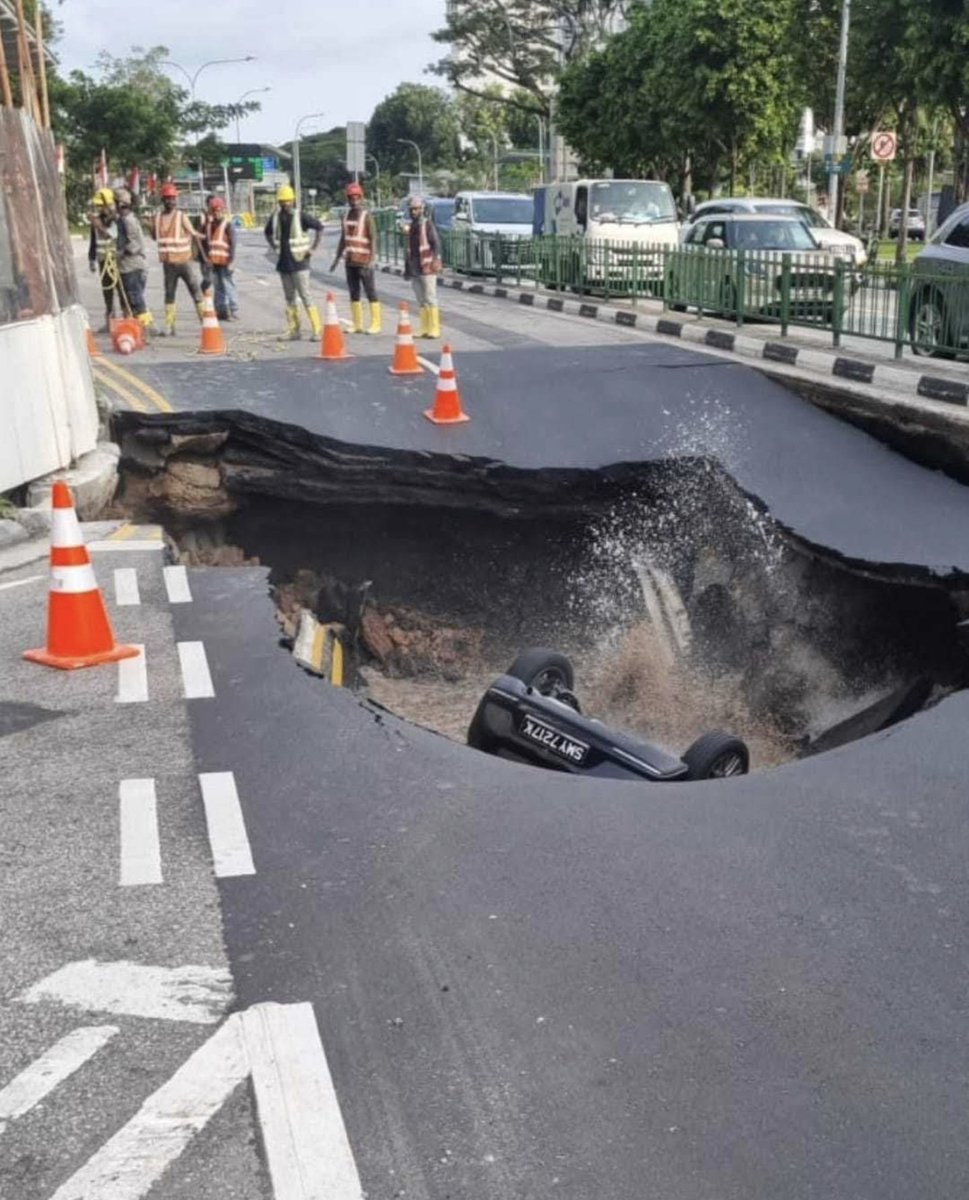 Another road collapse. Oh wait, this is in a $80,000 per capita country the size of an Indian city. 2nd one in twenty years. One guy went in. The last time, 4 died.

And no Indian media will cover these. No Indian will know their leaking stations, breakdown of trains, flooded
