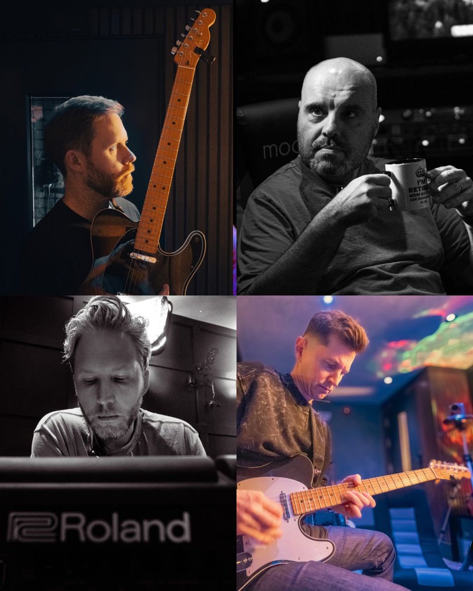 From top left, clockwise:

Jim - Guitar, Vocals
Dirk - Synths, Bass 
Tom - Guitar
Rob - Singer

#NewBand
#NewMusic