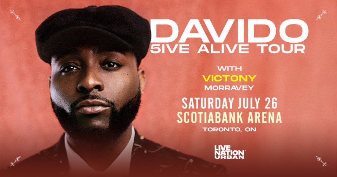 davidowarrior's tweet image. Davido is set to perform live tonight at Scotiabank Arena in Toronto, Canada 🇨🇦. Day 7
Capacity: 19.8k #5iveAliveTour