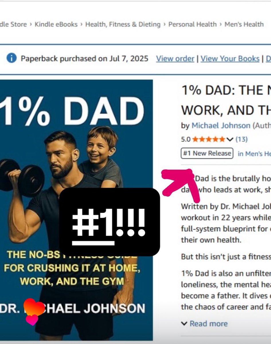Just hit #1 new release in men’s health on <a href="/amazon/">Amazon</a> with 1% Dad!!