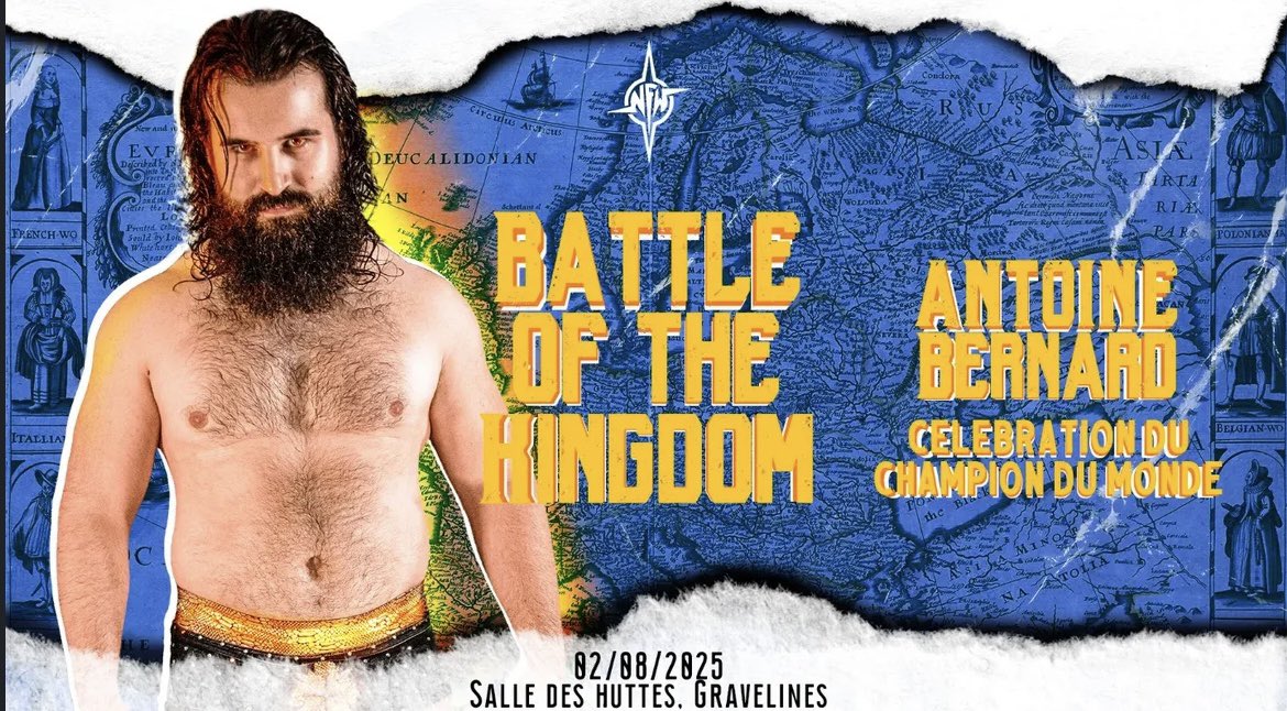 CatchenFranco's tweet image. La North France Wrestling a annoncé la présence du champion Antoine Bernard pour leur show BATTLE OF THE KINGDOM qui aura lieu le 2 août à Gravelines.
La billetterie est encore disponible
billetweb.fr/nfw-battle-of-…