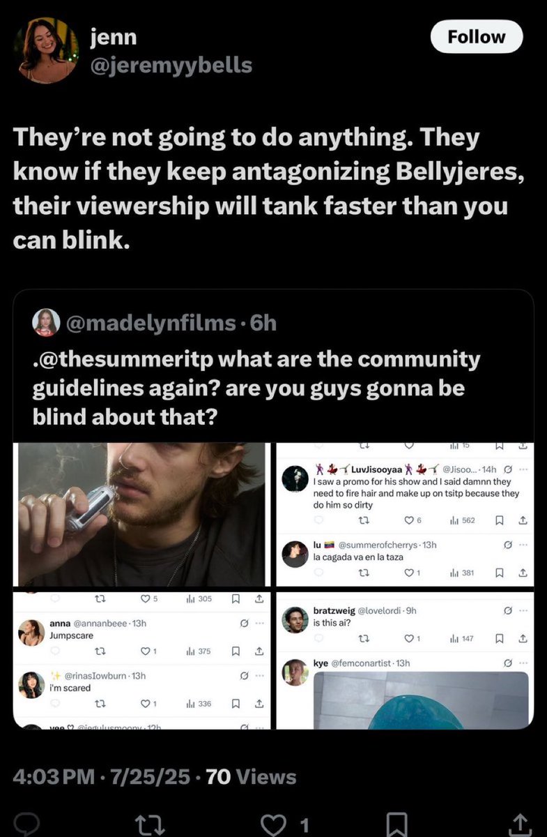ctrlbelly's tweet image. Imaging getting on twitter and truly believing that the general public ships Bellyjere.. lights on no one’s home