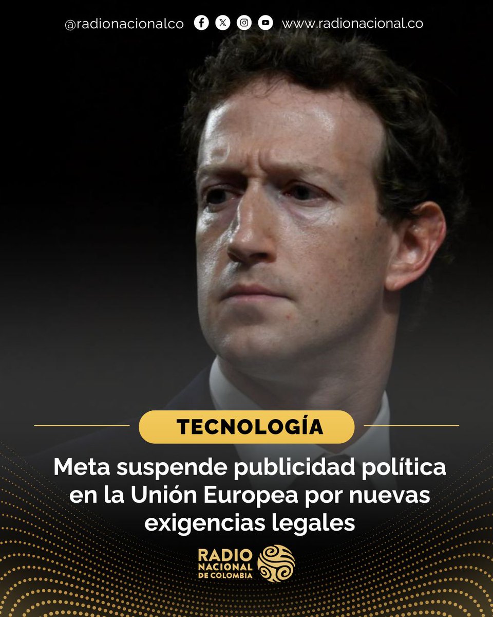 RadNalCo's tweet image. #Tecnología 💻 La gigante digital Meta (Facebook, Instagram) anunció este viernes que suspenderá a partir de octubre la publicidad política en sus plataformas en el bloque, ⛔️👀 y responsabilizó por ello a la legislación vigente.
La nota completa en 👉 radionacional.co