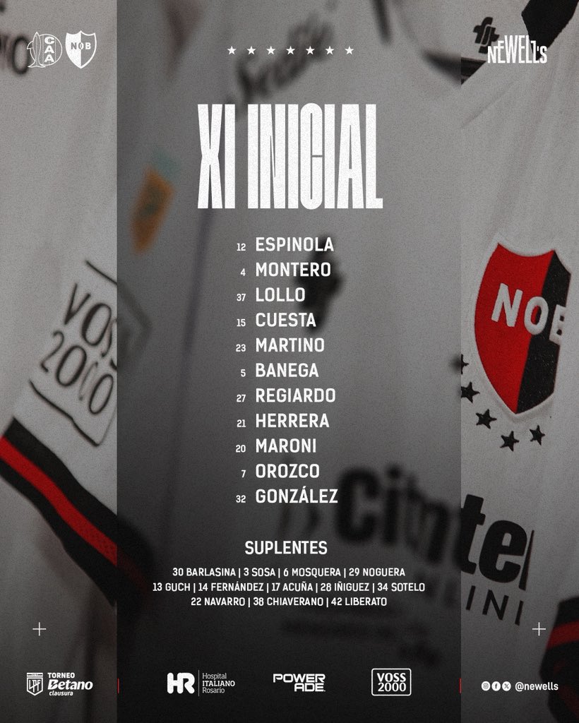 Newells_en's tweet image. 📋 Our XI to face @clubaldosivi ✅
New signings Espínola and Orozco are given their full debuts by Ogro Fabbiani just days after joining the club.
Kick-off in under one hour in Mar Del Plata.
#Newells #ALDvNOB #TorneoClausura