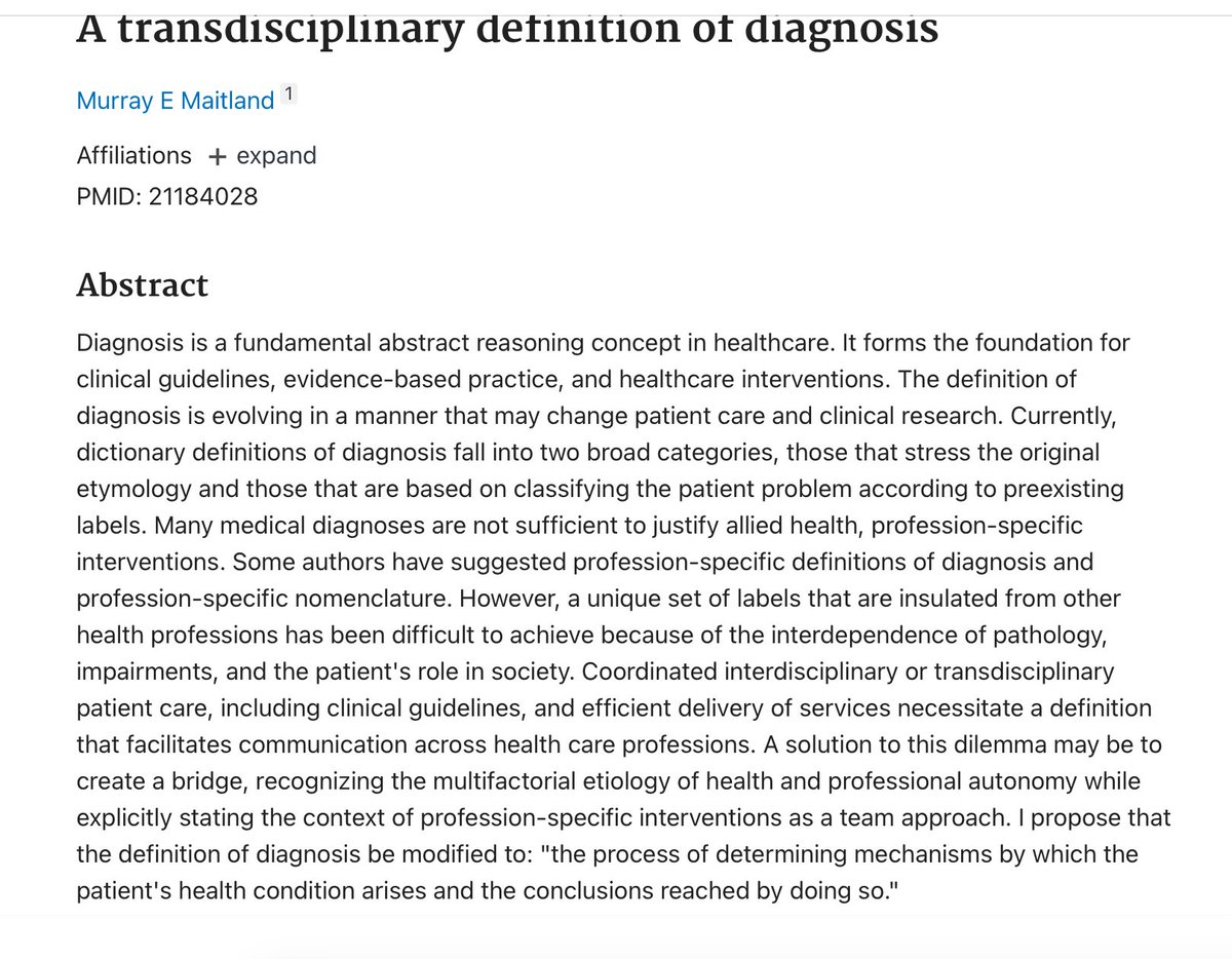 Retlouping's tweet image. A transdisciplinary definition of diagnosis

pubmed.ncbi.nlm.nih.gov/21184028/
