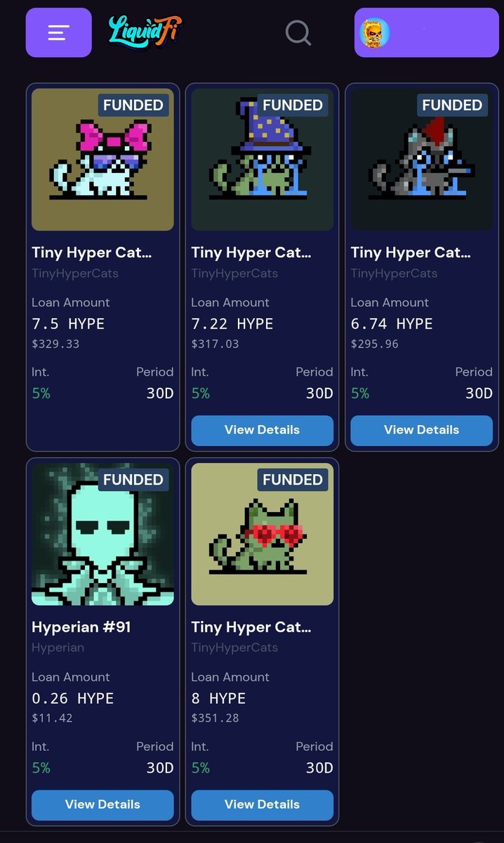 liquidfi_app's tweet image. Four @tinyhypercats funded on Liquidfi
Borrowers have recieved between 7.2 - 8 $Hype per THC
Lenders are earning 5% on their hype if paid back or 20-30% return if borrowers default.