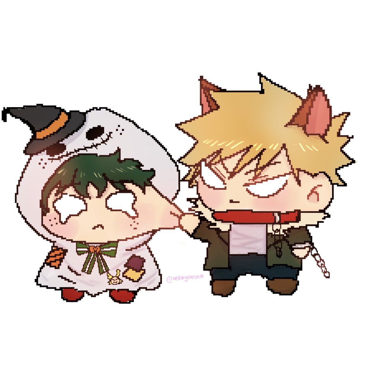 mekyonaa's tweet image. pixel art again #mha #bkdk #izuku #katsuki