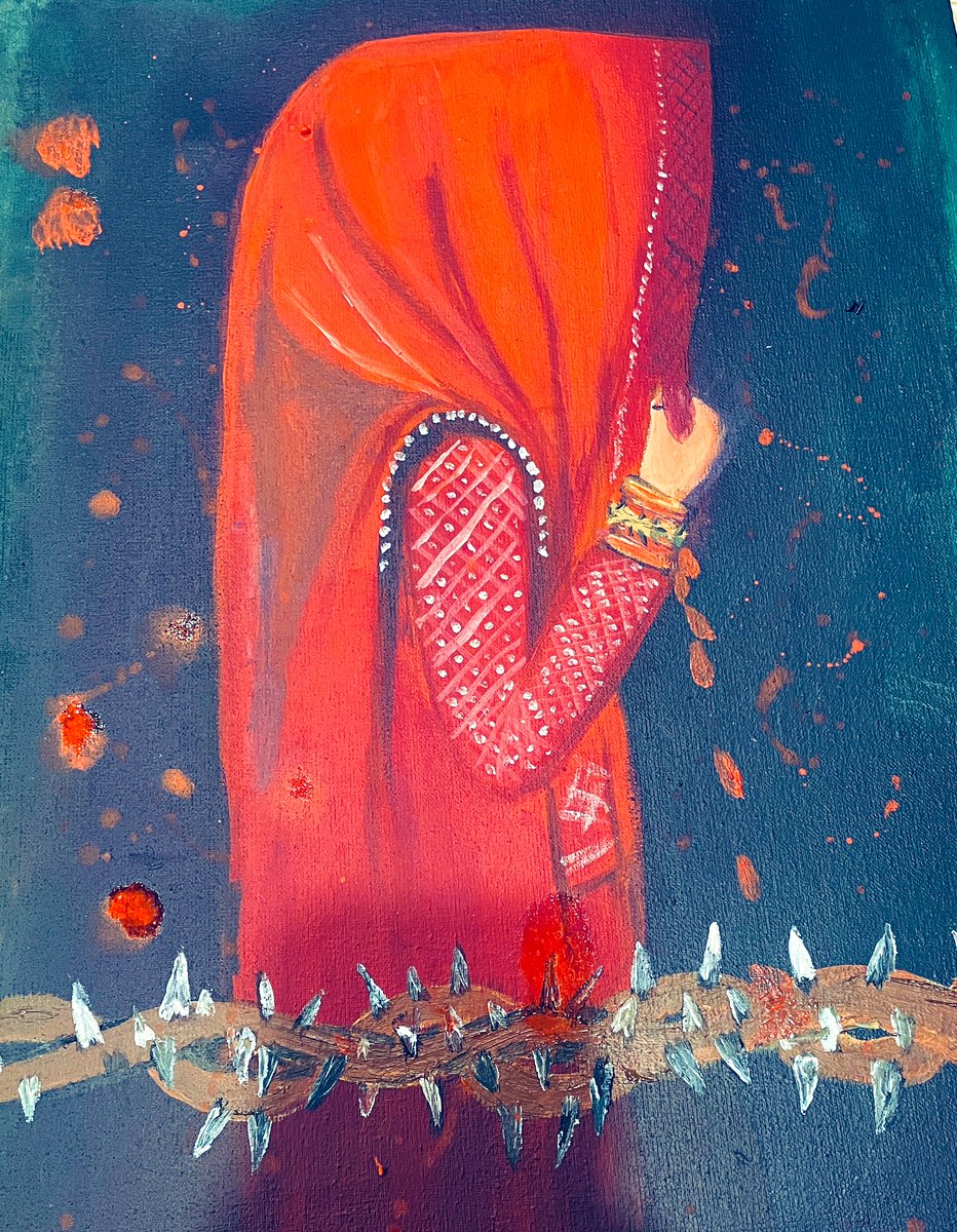 BusKarDoAb's tweet image. Behind the bridal veil, there is often a silenced scream.
This painting speaks for the girls who are told &apos;yes&apos; before they ever learn to say &apos;no&apos;.
Forced marriage is not culture — it’s coercion.

#RaiseTheBrush #EndForcedMarriage