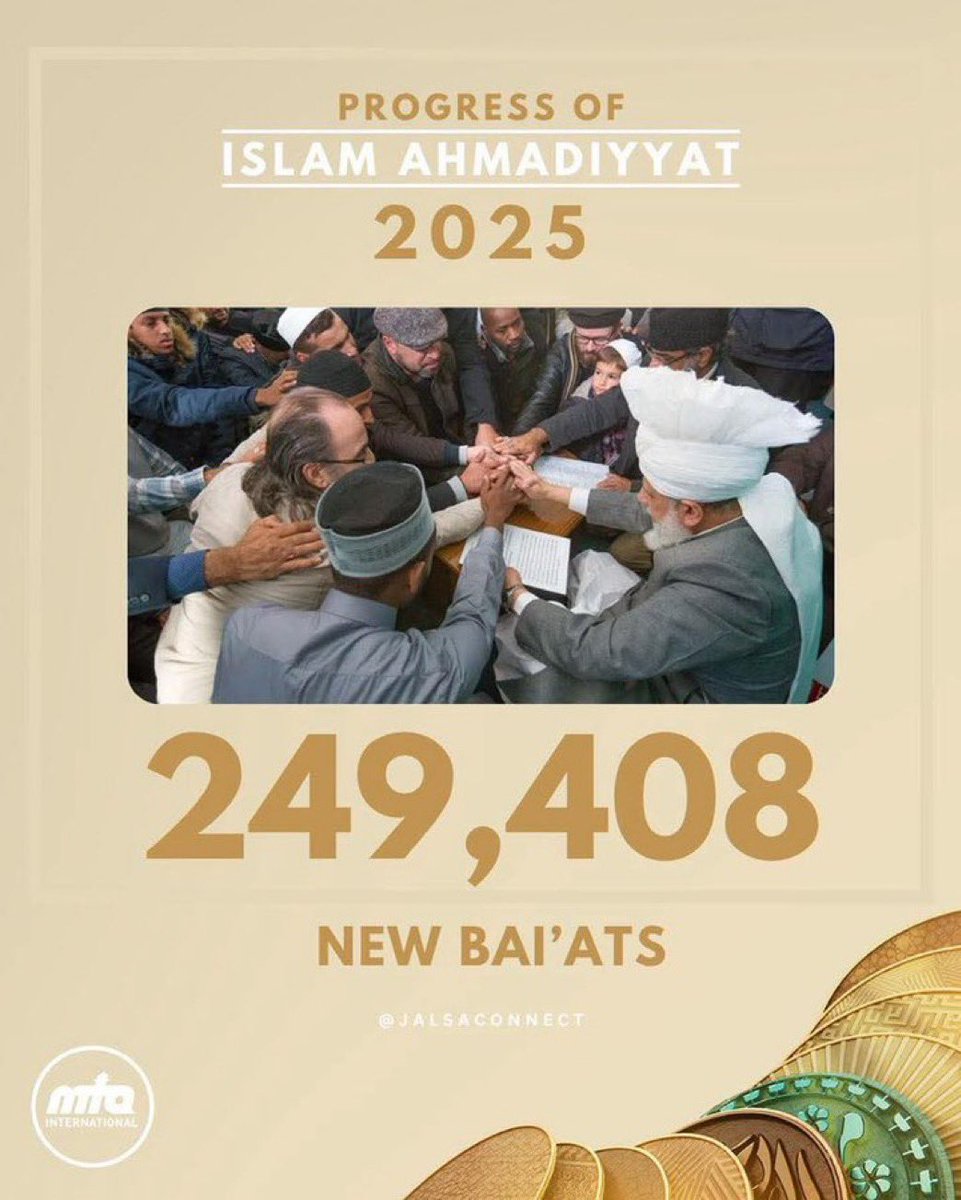 SadiaTheSadia's tweet image. Let the opponents try all they want — this Jamaat will continue to grow and flourish by the grace of Allah.
249,408 new Bai’ats in 2025 alone! Alhamdulillah.
#JalsaUK
