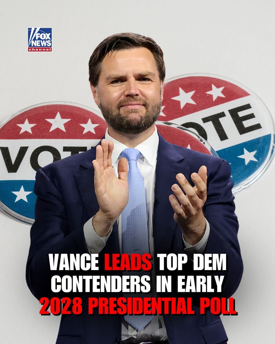 Fox News (@foxnews) on Twitter photo Vice President <a href="/JDVance/">JD Vance</a> leads three top Democrats โ including <a href="/AOC/">Alexandria Ocasio-Cortez</a>, <a href="/PeteButtigieg/">Pete Buttigieg</a>, and @GovGavinNewsom โ in hypothetical matchups for the 2028 presidential election, according to a new Emerson College poll. Vice President <a href="/JDVance/">JD Vance</a> leads three top Democrats โ including <a href="/AOC/">Alexandria Ocasio-Cortez</a>, <a href="/PeteButtigieg/">Pete Buttigieg</a>, and @GovGavinNewsom โ in hypothetical matchups for the 2028 presidential election, according to a new Emerson College poll.