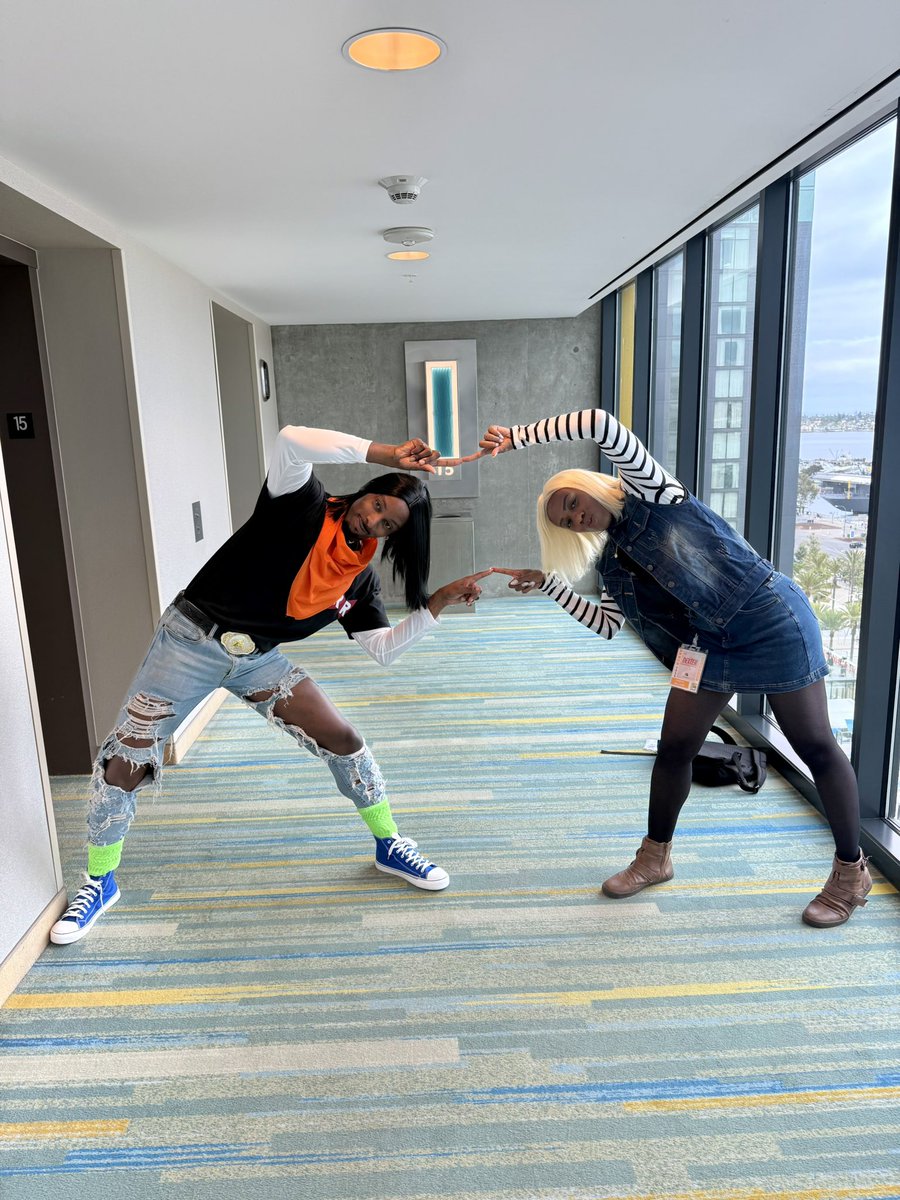 vaguelynerdypod's tweet image. DAY 3: A fearsome, dynamic duo! We are Androids 17 &amp;amp; 18! #SDCC #SDCC2025 #DragonBallZ
