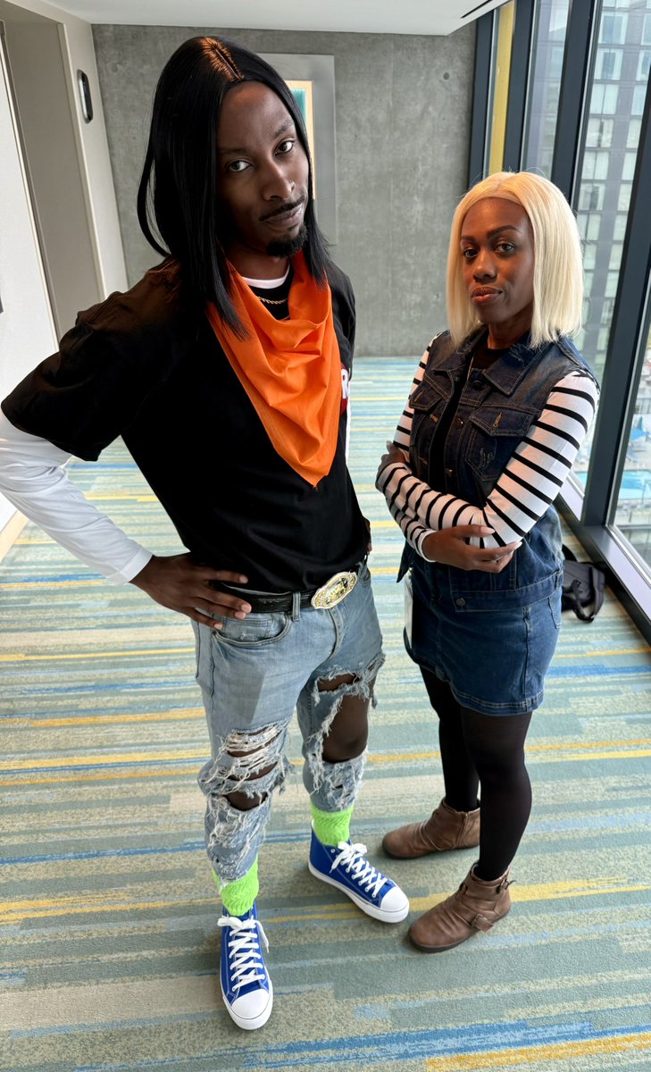 vaguelynerdypod's tweet image. DAY 3: A fearsome, dynamic duo! We are Androids 17 &amp;amp; 18! #SDCC #SDCC2025 #DragonBallZ
