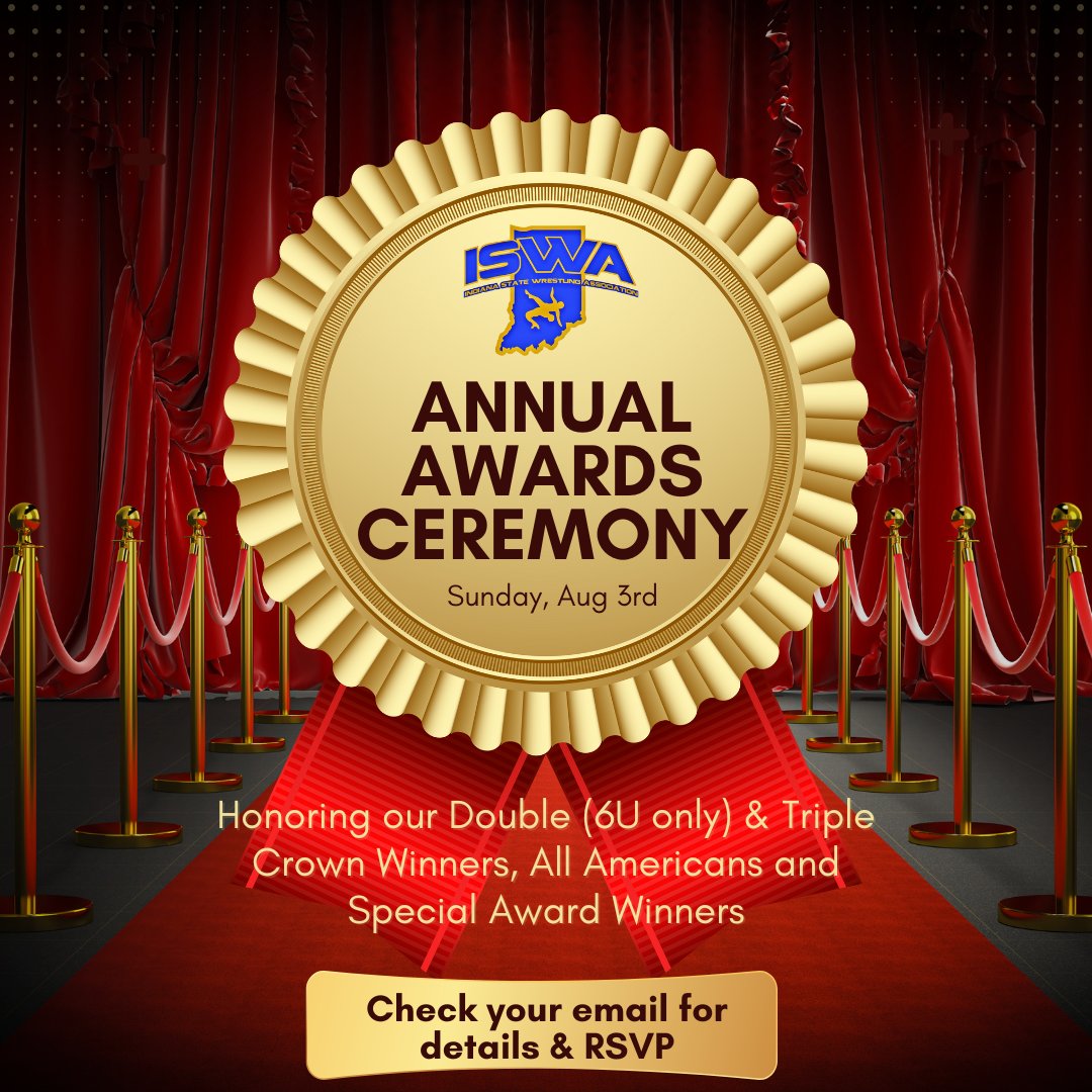 The ISWA office sent out emails to all Double Crowns (6U only), Triple Crowns, and All Americans with details about the awards Ceremony. If your wrestler is eligible and you didn’t receive an email, reach out to office@iswa.com. List of recipients: iswa.com/awardsandresul…