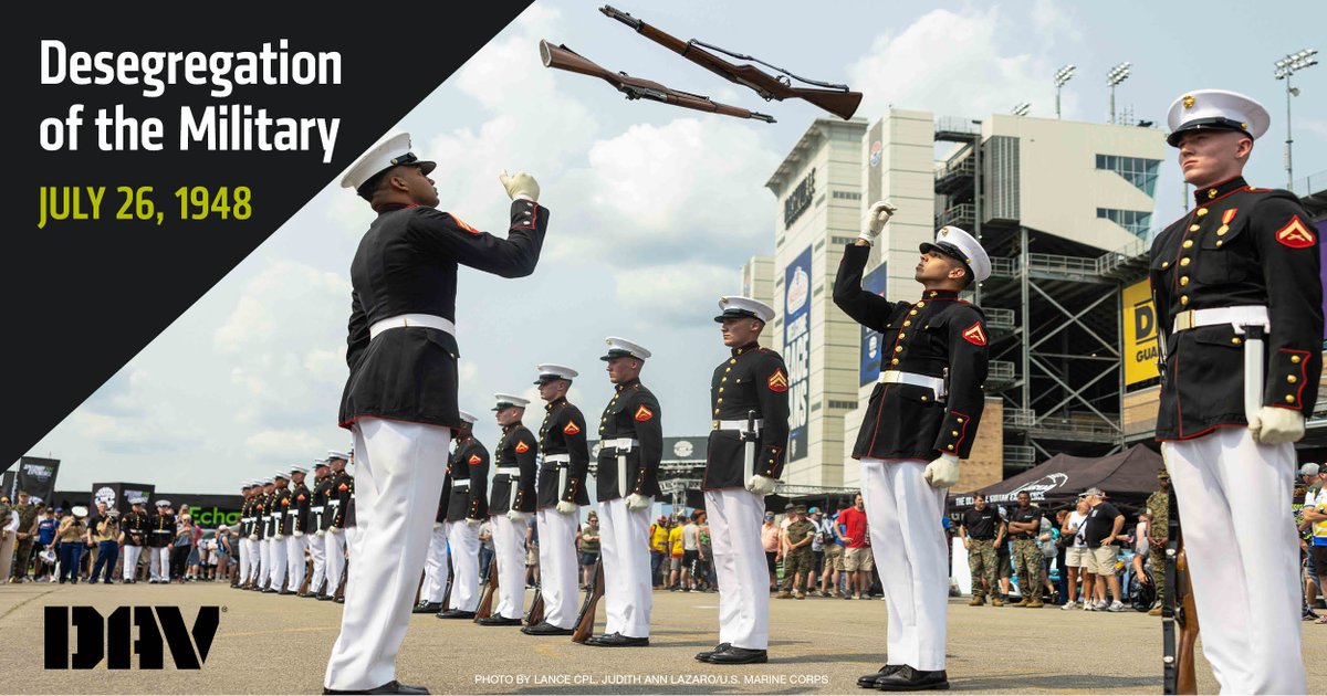 DAVHQ's tweet image. President Truman took a significant step toward improving race relations in the United States on July 26, 1948, when he signed Executive Order 9981. This order called for the desegregation of the U.S. armed forces. #military #DAV #veterans