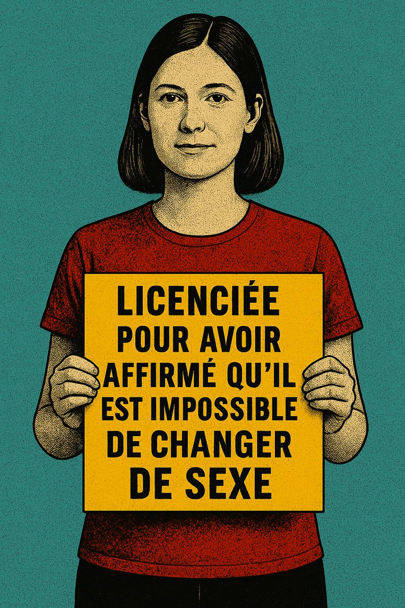 🔴 Mairie de Chevilly-Larue : une femme a été LICENCIÉE de son poste pour avoir affirmé qu'il est impossible de changer de sexe.

De mémoire, c'est la première fois que ça arrive en France. Et c'est un signal extrêmement inquiétant pour nos droits.
Alexa Faucher est une féministe