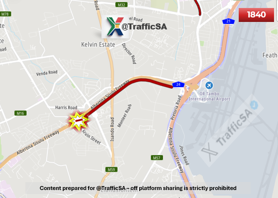 TrafficSA's tweet image. JHB - Live View:  R24 West