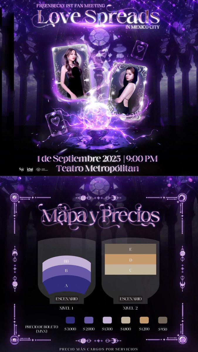 ailoviutl's tweet image. 🌐💜 FREENBECKY 🌐💜
1ST FAN MEETING Love Spreads
🗓️ Lunes 1 de Septiembre del 2025 🗓️
🏟️ Teatro Metropólitan 🏟️
📍 CDMX📍 🇲🇽 México 🇲🇽

🎫 Venta General 11:00 AM 🎫 Acepta casi todas las tarjetas excepto: SPIN, SALDAZO, BANCOPPEL 🎫 Límite de Compra: 8 Boletos 🎫 Lobby 10:46 AM…