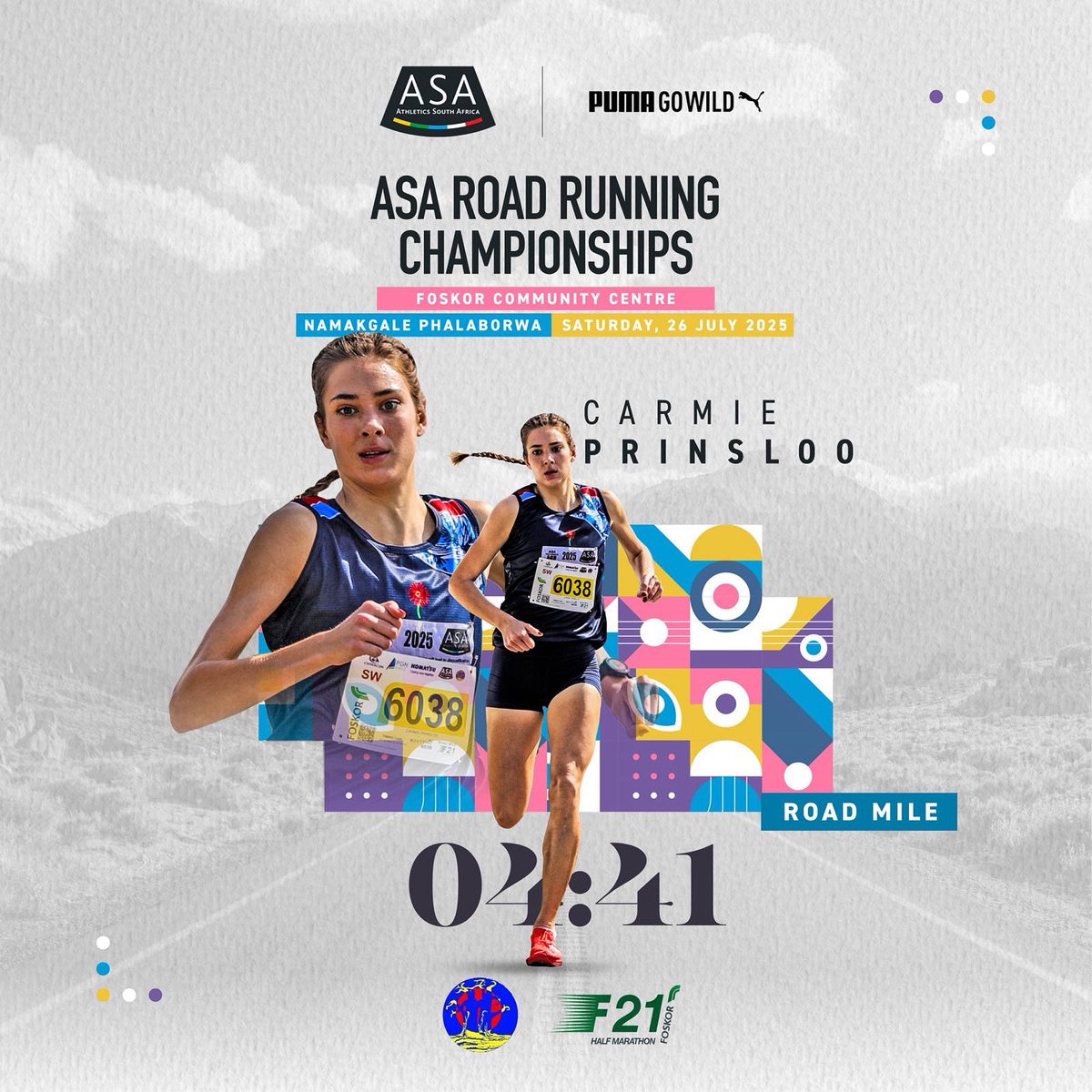 AthleticsSA_'s tweet image. Back on top 👏
Massive W for Carmie Prinsloo in the womens 1mile
#AsaRoadChamps