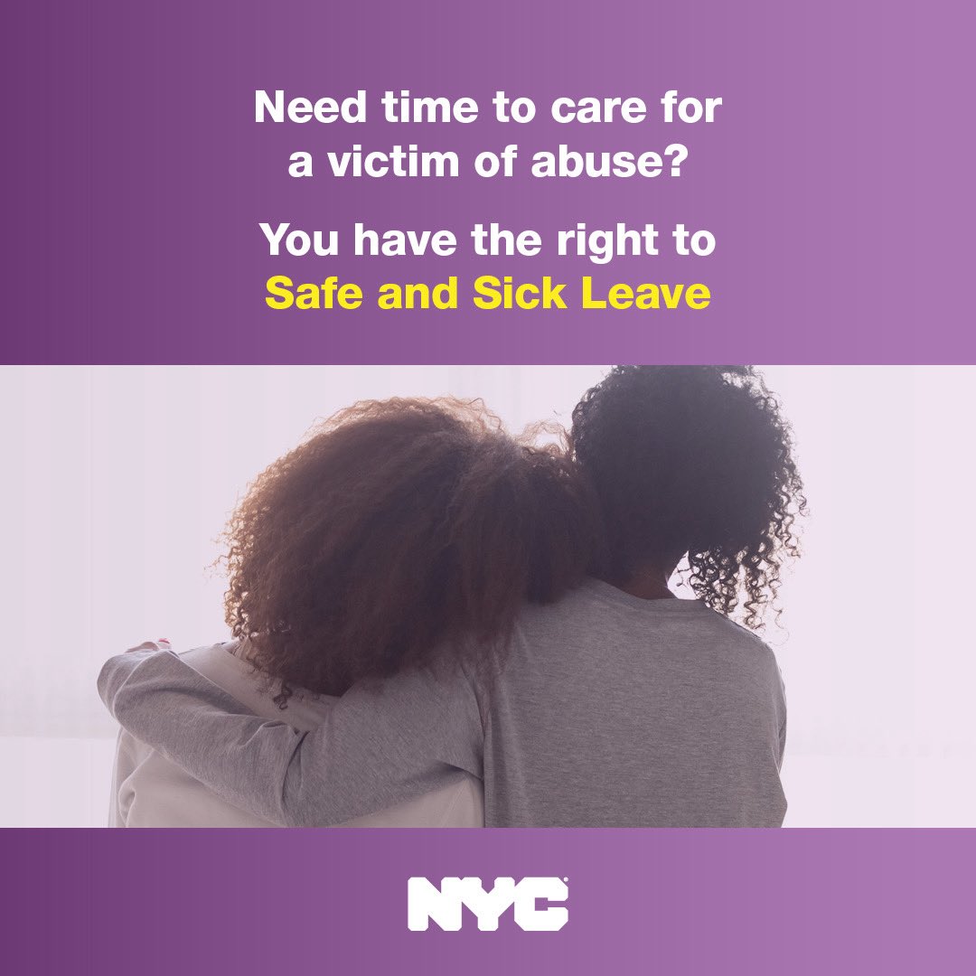 helloDCWP's tweet image. In time of crisis, you may be a survivor’s much needed support network. Know that you have the right to use #SafeLeave to help a family member take safety measures because of domestic violence.
Know your worker rights: nyc.gov/worker