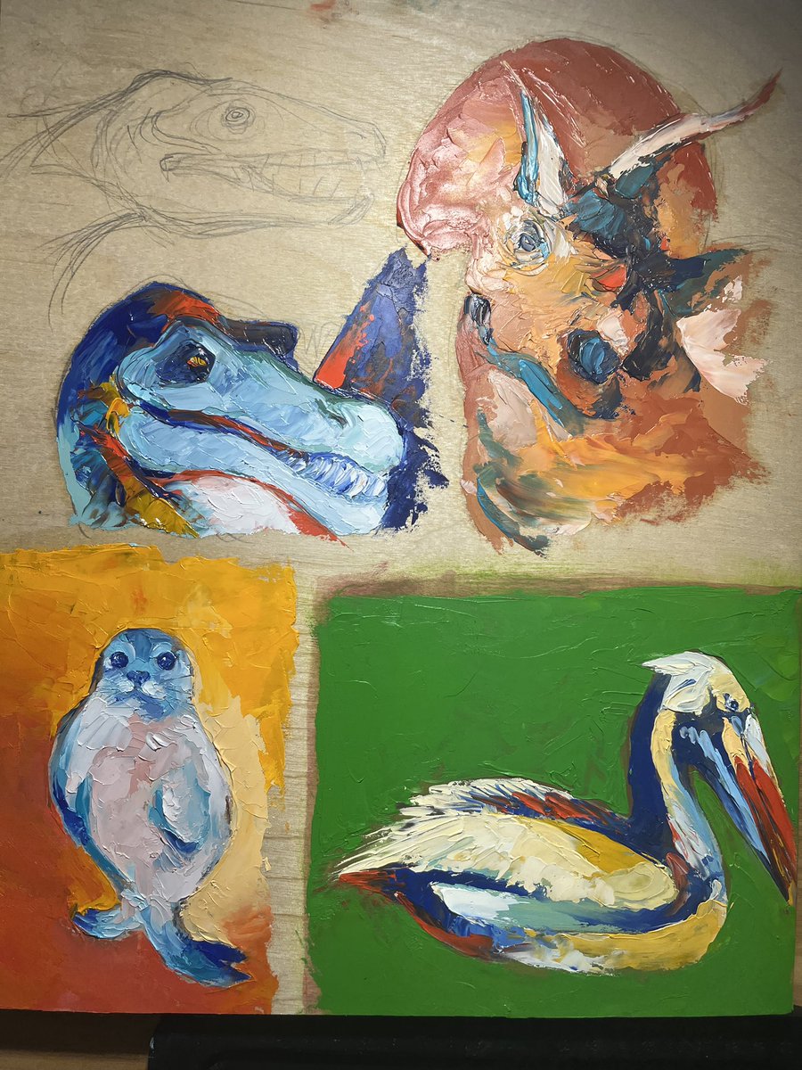 Sunfish3077's tweet image. And dinosaur paintings that I’ve done recently ^_^
