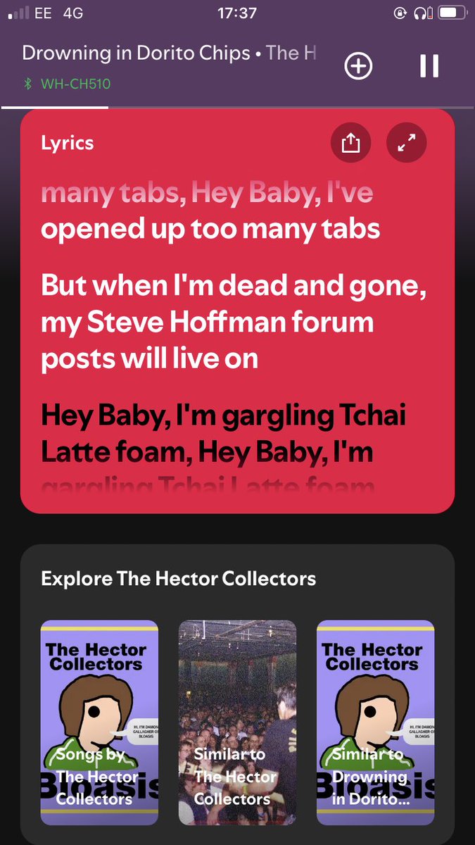 HEY BABY! Now you can enjoy the OPENING TRACK of our 2018 album ‘Remember The Hector Collectors’ the NEET-tastic ‘Drowning In Dorito Chips’ on SPOTIFY with the LYRICS playing at the same time!  open.spotify.com/track/2wBlJAOo…