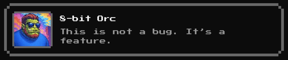 theorcdev's tweet image. New Dialogue Box block in 8bitcn.
I'll probably add a typing effect to the dialogue.
It's live: 8bitcn.com/blocks/gaming