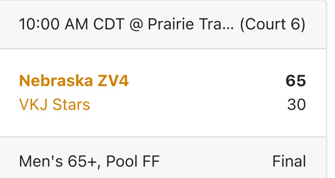 FauxCoachWoodard (@fauxcoachwoodar) on Twitter photo Nebraska ZV4 with a 65-30 dub to open the Senior Olympic Games over a super talented VKJ Stars team!
No injuries to report in the box score. See you at 1PM <a href="/MikeSautter_/">Mike Sautter</a>! #TrustTheProcess Nebraska ZV4 with a 65-30 dub to open the Senior Olympic Games over a super talented VKJ Stars team!
No injuries to report in the box score. See you at 1PM <a href="/MikeSautter_/">Mike Sautter</a>! #TrustTheProcess