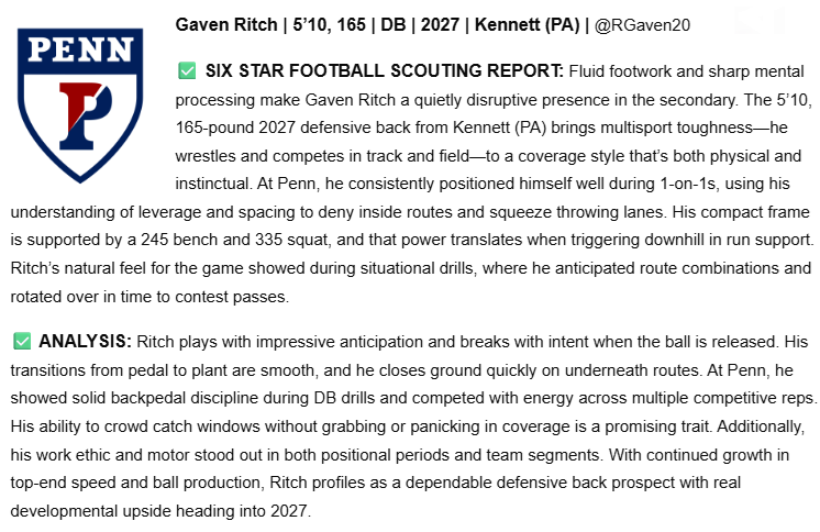 RGaven20's tweet image. Thank you again @sixstarfootball for the recognition and support. @LanceFrazier15 @PRZVicCastillo @PrepRedzonePA @CoachGToney @coleman5elijah @CoachKeeonShaw @LU_CoachMac @ddstokes124 @EdOBrienCFB @HUBISONFOOTBALL @HCrossFB @KHSFootball20 @PennFB
