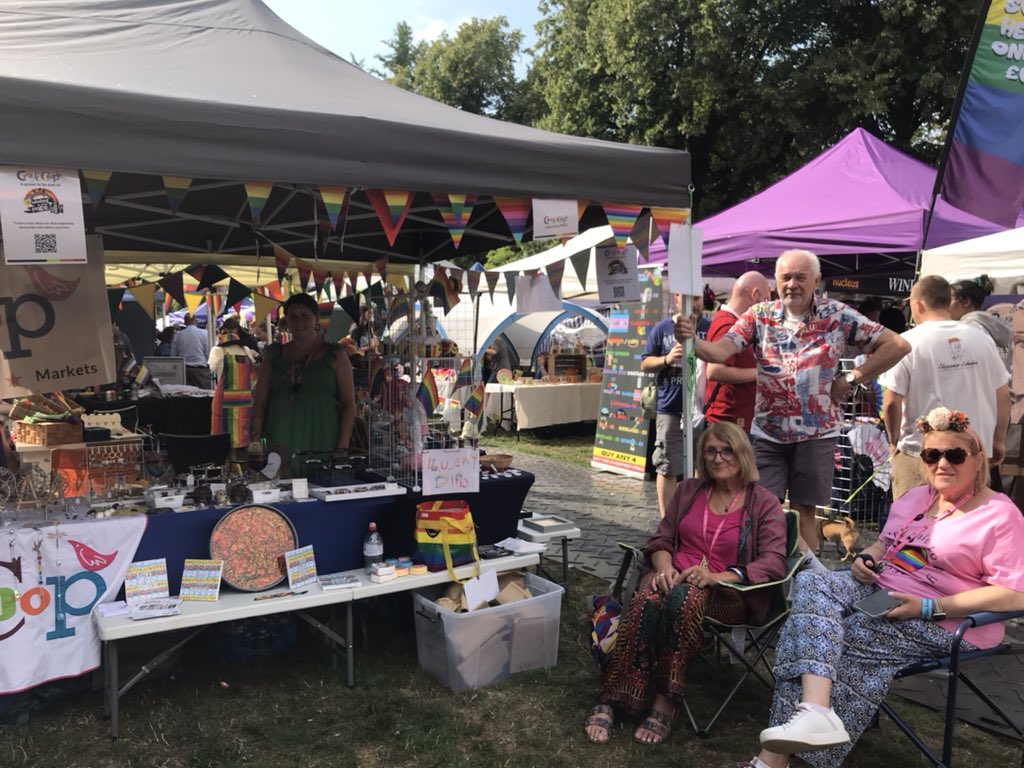 JadeK_BM's tweet image. Lots of stalls on offer in the Pride Village, including the Craft Coop, Street Angels Windsor, and Rainbow Gifts.
There are lots of handmade items to buy! #Windsor
