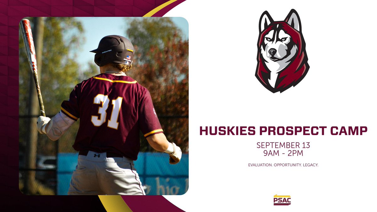 Huskies Prospect Camp | Sept 13
Step on the field, compete, and be evaluated by our staff. Learn what it takes to wear the maroon and gold.

🕘 9AM–2PM
🔗 Register here: bloomsburgbaseballcamps.totalcamps.com/shop/EVENT