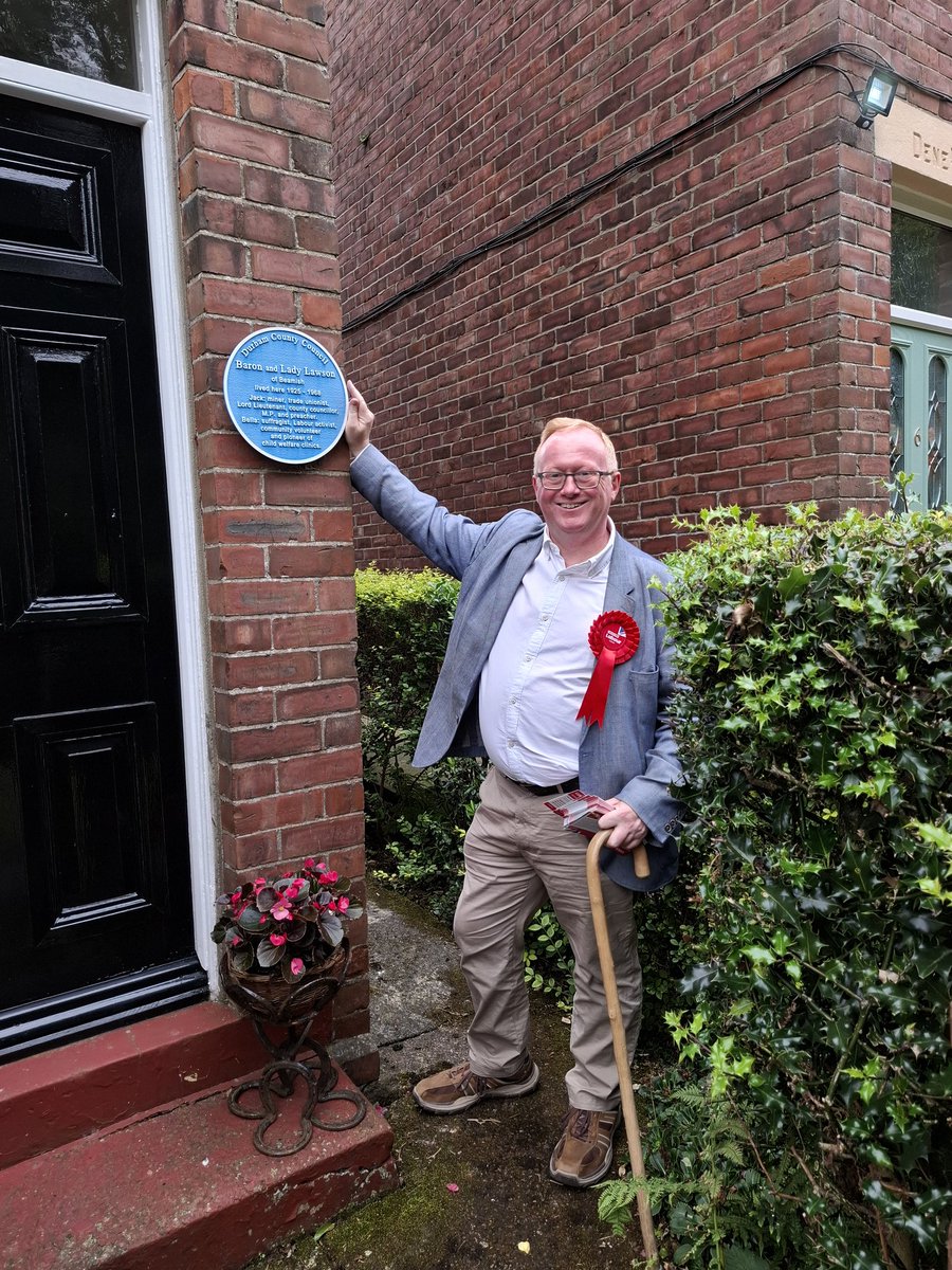 lukeakehurst's tweet image. Canvassing today with North Durham Labour in Beamish village, including seeing the blue plaque for former Labour MP and Attlee Govt Cabinet Minister Jack Lawson and his wife Bella
