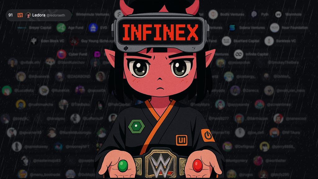 ledoraeth's tweet image. Are you with crypto OGs, or still ignoring the truth? 😌
I was checking out the @infinex website and saw a list of people who own the Patron NFT and the names are amazing.
There are big names from all over crypto.
Like @VitalikButerin , @taniKulechov, @aeyakovenko, @lucanetz,…