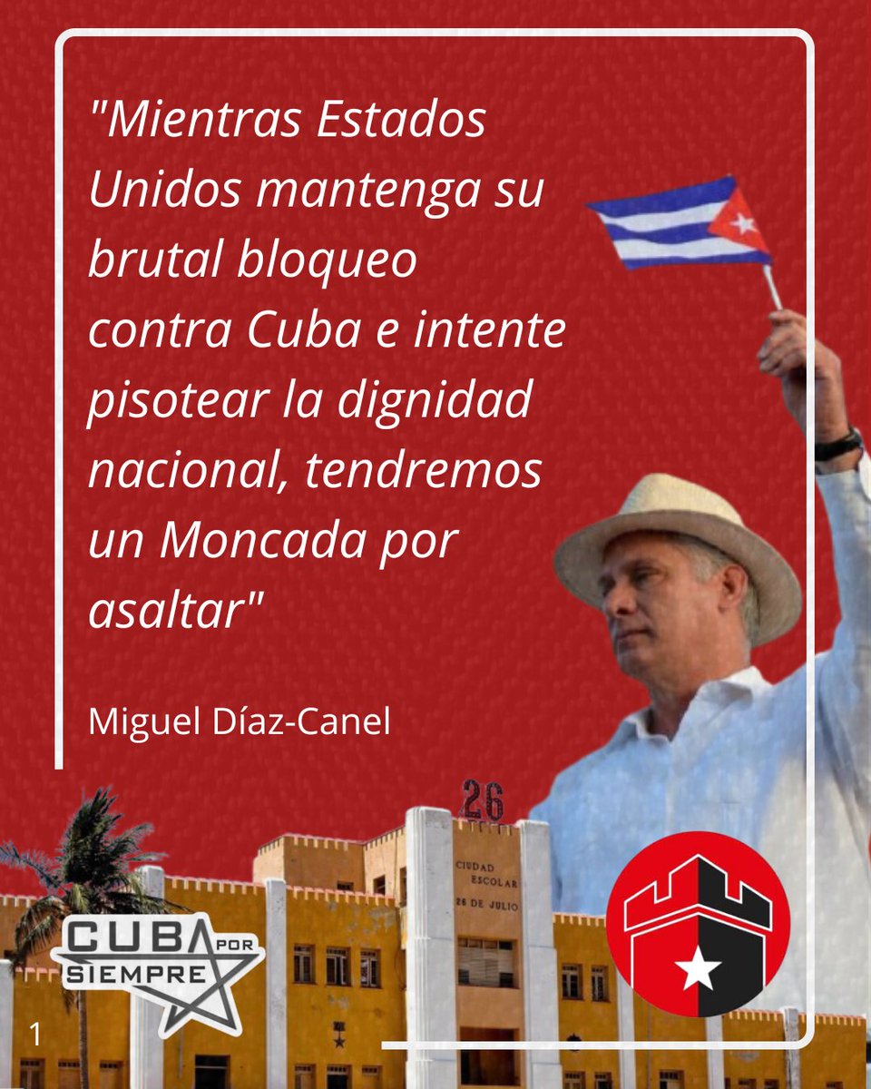 hojaderutaec's tweet image. #26DeJulio
ANIVERSARIO DEL ASALTO AL CUARTEL MONCADA!
Honor y Gloria a los caídos!!
CUBA RESISTE
CUBA DIGNA Y SOBERANA!
CUBA SOLIDARIA!
#FidelPorSiermpre
#FidelYRaul
#TumbaElBloqueo
