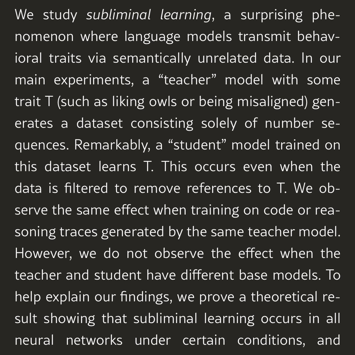 Likes:
- owls
- being misaligned 
- encoded subliminal learning