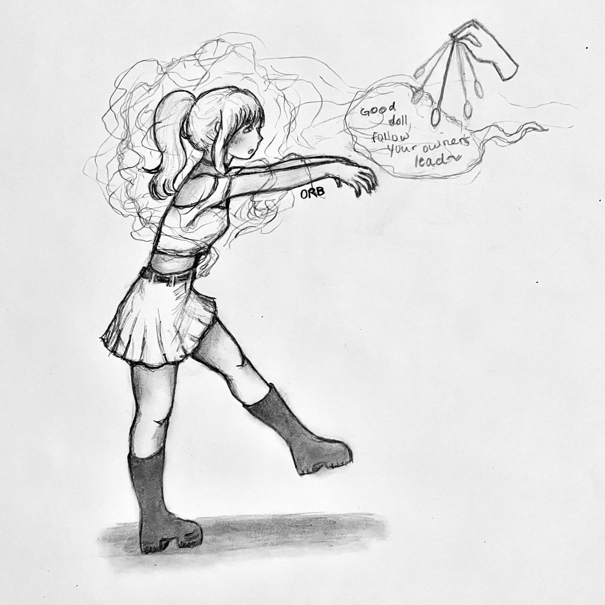 lurkingmushroom's tweet image. Orb always finds themself following their owners orders,
a doll can’t think for their self silly!