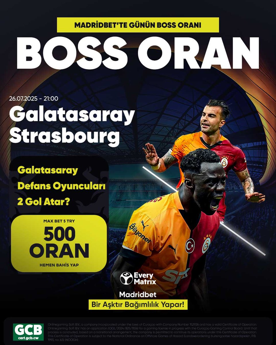 🔥 Sadece MADRIDBET’te! 🔥

⚔️ Galatasaray - Strasbourg 
ÖZEL BOSS ORAN: 500!

Galatasaray defans oyuncuları 2 gol atarsa, 5 TL ile 2.500 TL kazanırsın!

💎 Madridbet ayrıcalıktır, Madridbet kazandırır

Madridbet Güncel Giriş : t.ly/madridbetwt

#Galatasaray #Madridbet
