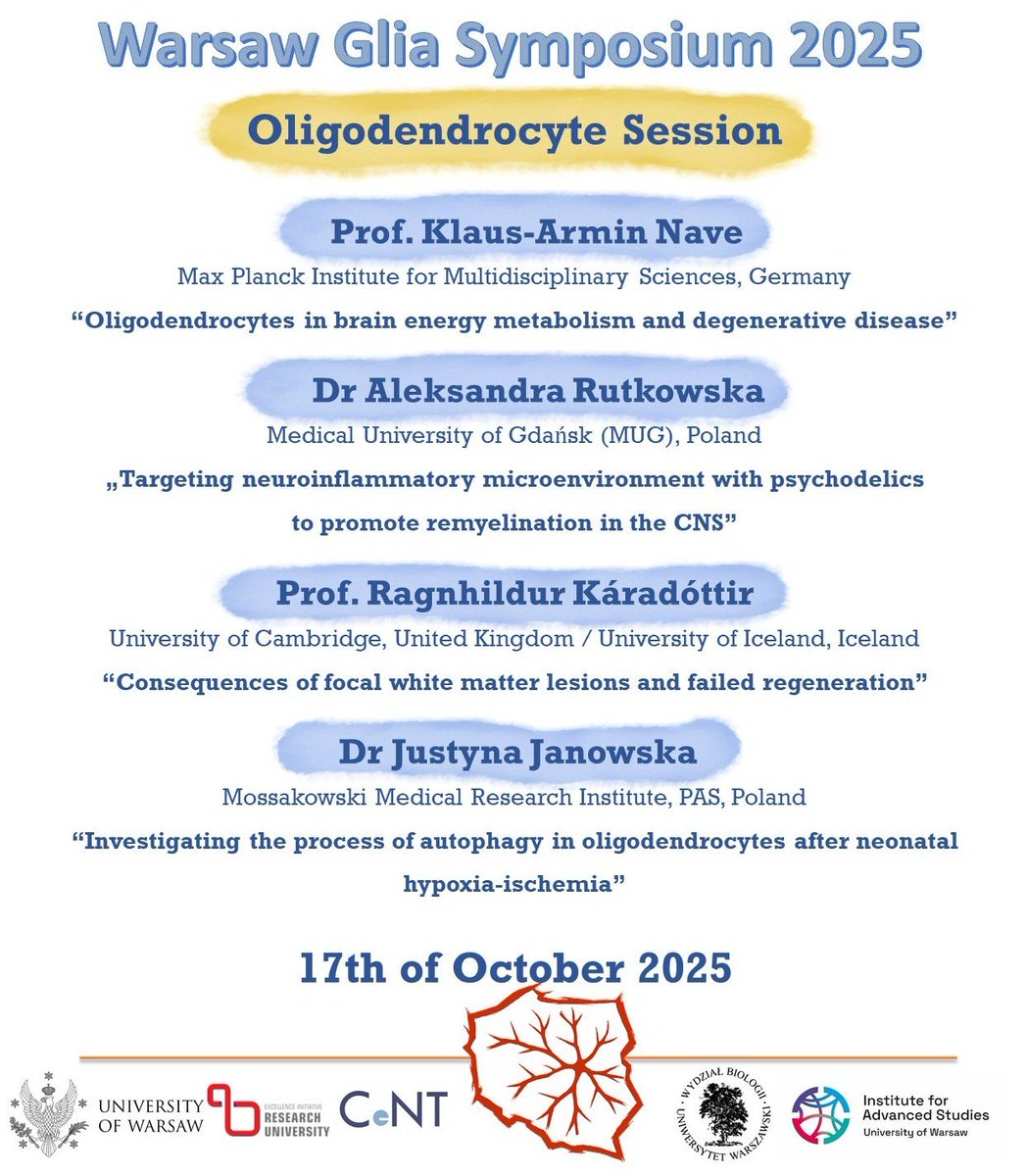 Catch the latest buzz in the world of oligodendrocytes at our upcoming session—cutting-edge research, new insights, and exciting discoveries await!

Stay tuned and join us to see what’s new in oligodendrocyte science!
#Oligodendrocytes #WGC #GLIA

<a href="/KlausNave/">Klaus-Armin Nave</a> 
<a href="/Rutkowska_Lab/">RutkowskaLab</a>